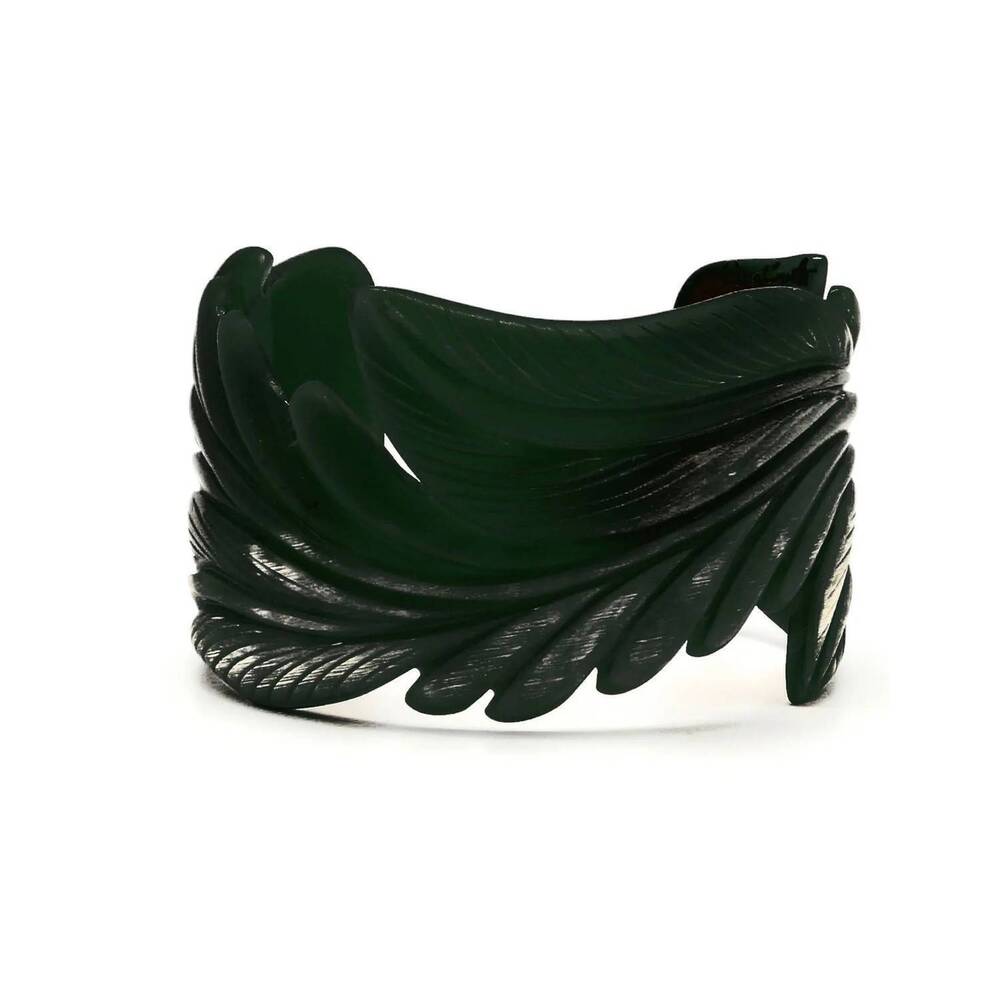 NEW VIVO women's light horn feather cuff bracelet in black